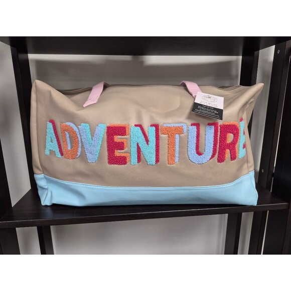 Adventure Weekender Duffel Bag With Colorful Embroidery & Pink Handles - Picture 3 of 5